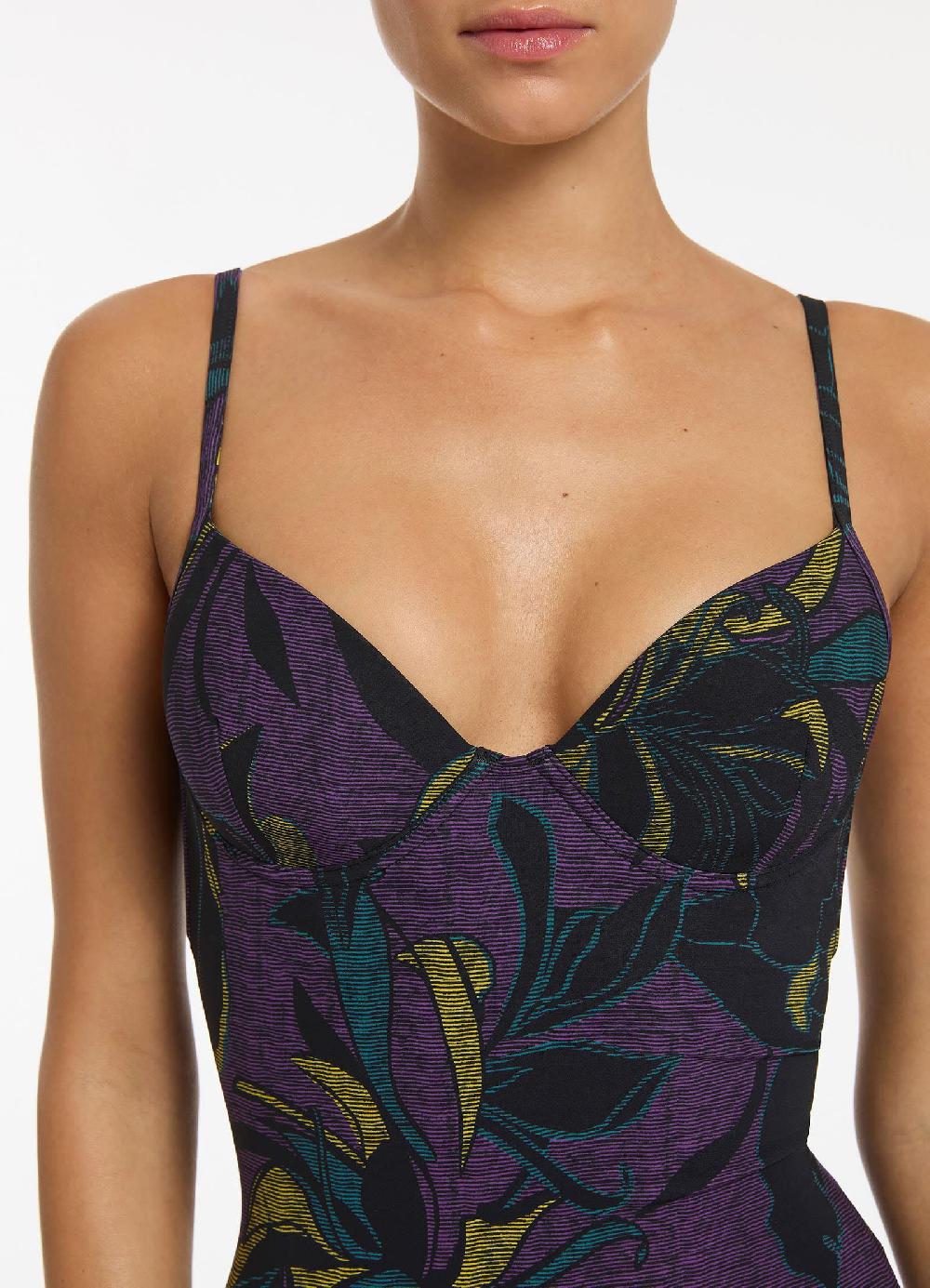 Jets Australia Midnight Tropical Moulded Underwire One Piece - Amethyst