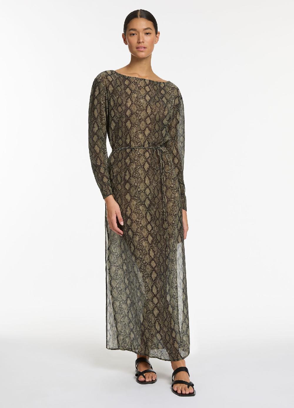 jets australia Python Crinkle Long Sleeve Cover Up - Olive