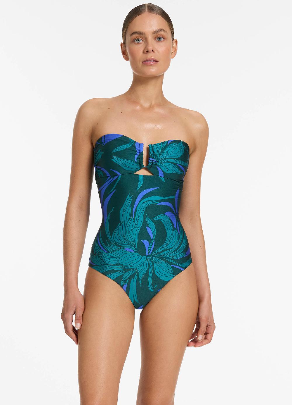 jets australia Queen Of The Night Bandeau One Piece - Azul