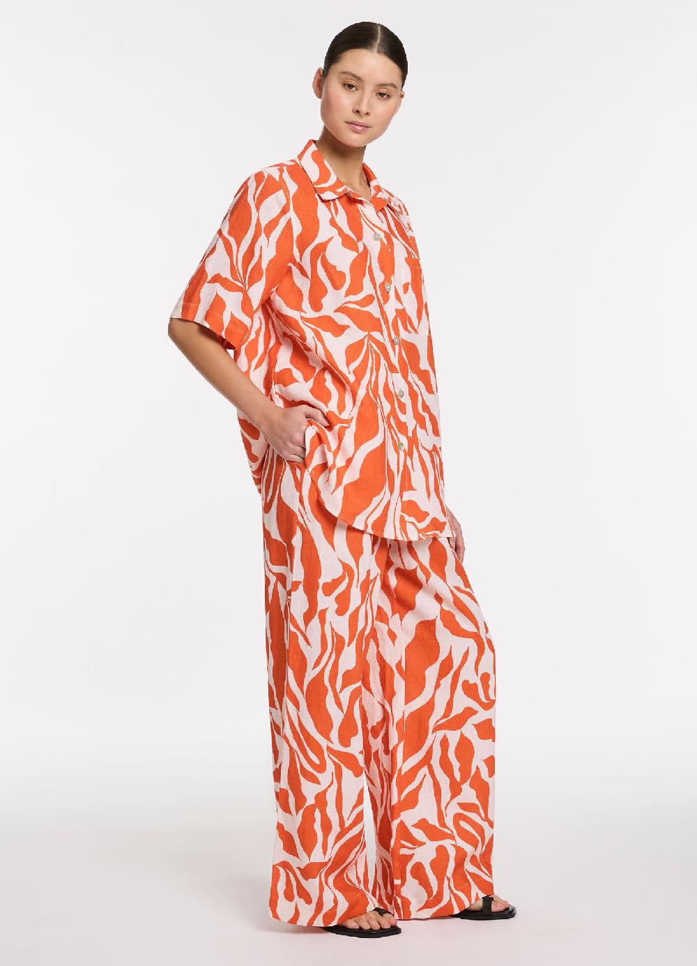 Jets Australia Sereno Ditsy Short Sleeve Shirt - Coral