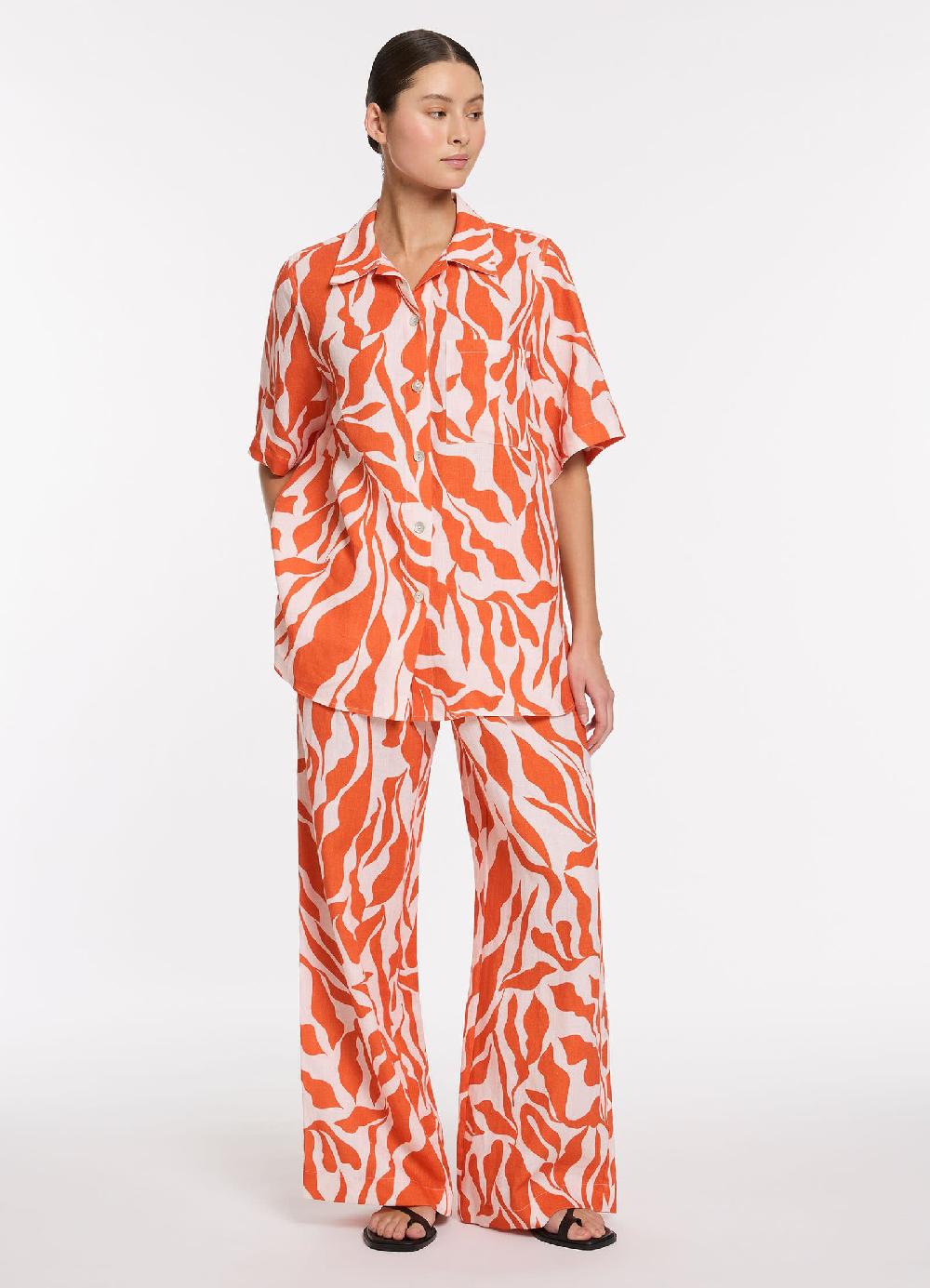 jets australia Sereno Ditsy Short Sleeve Shirt - Coral