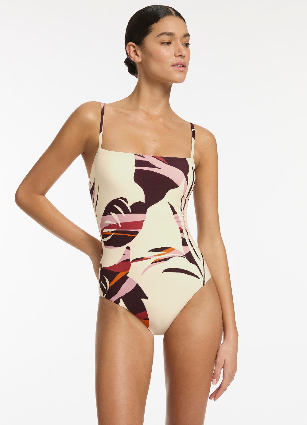 jets australia Shadow Palm Minimal Tank One Piece - Port