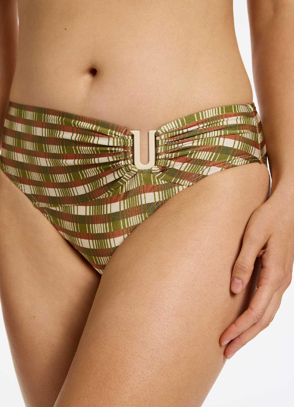 Jets Australia Sorella Geo U Trim Mid Bikini Bottom - Moss