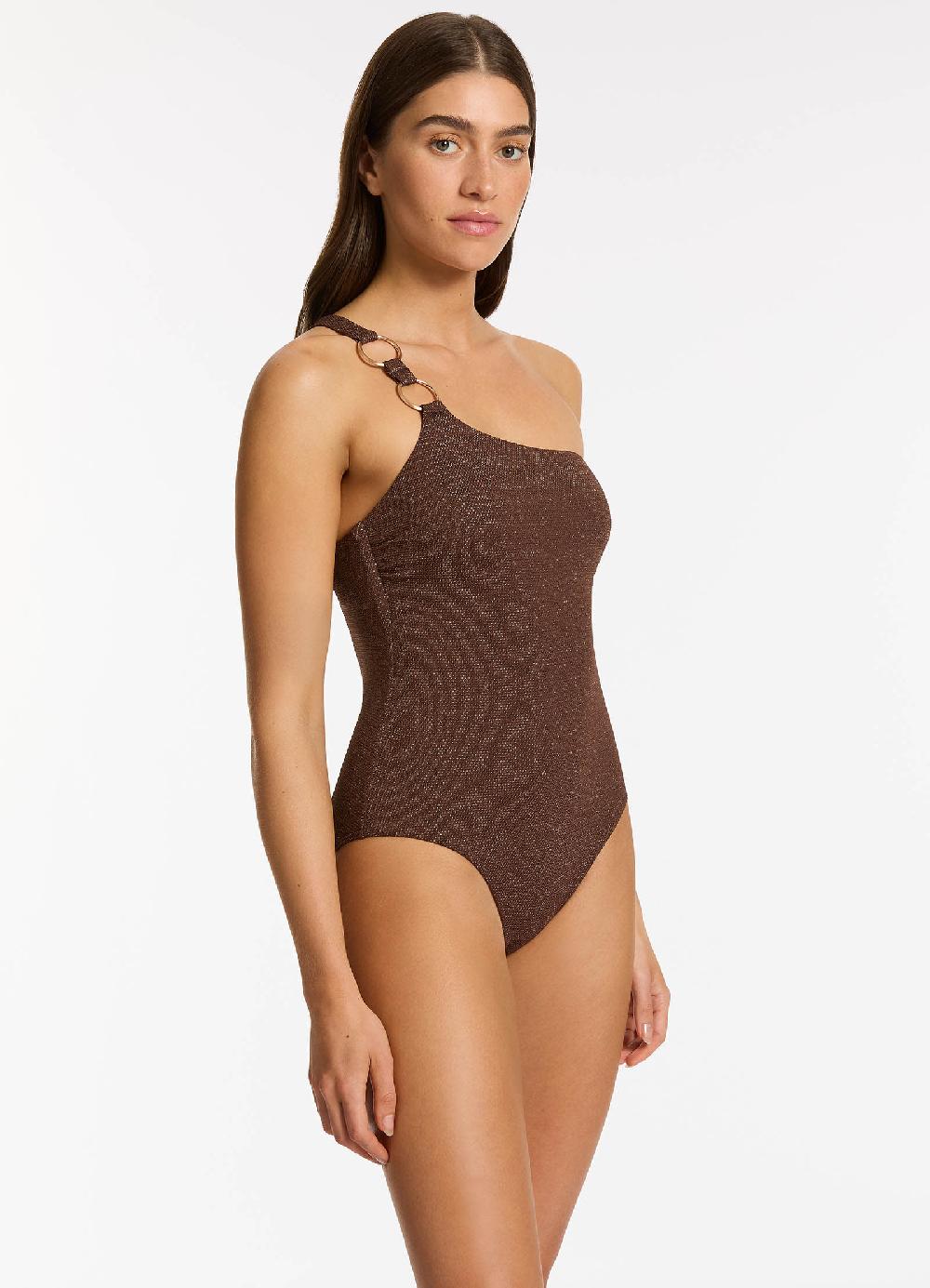 Jets Australia Tirari Nights One Shoulder One Piece - Chocolate