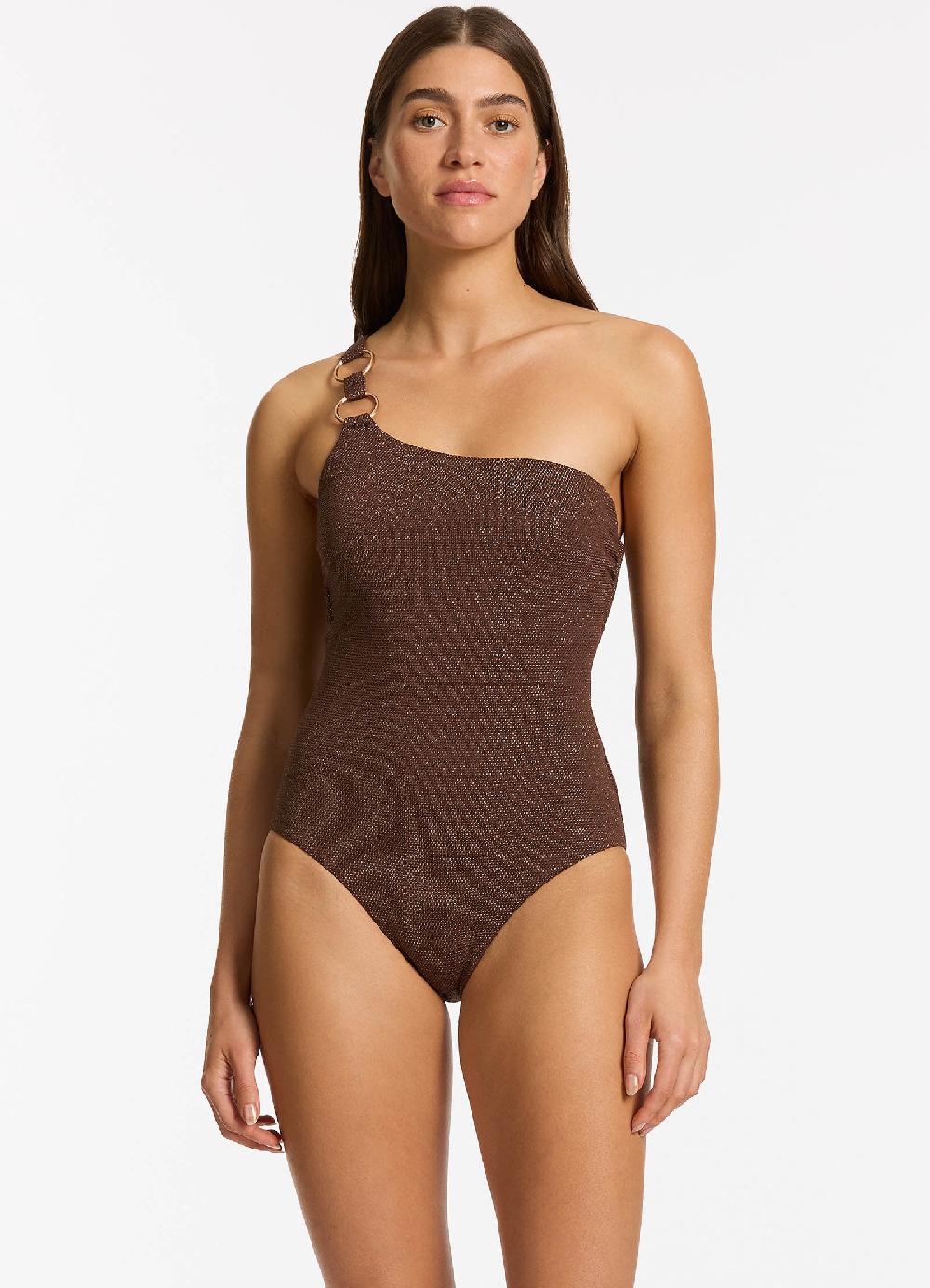 Jets Australia Tirari Nights One Shoulder One Piece - Chocolate