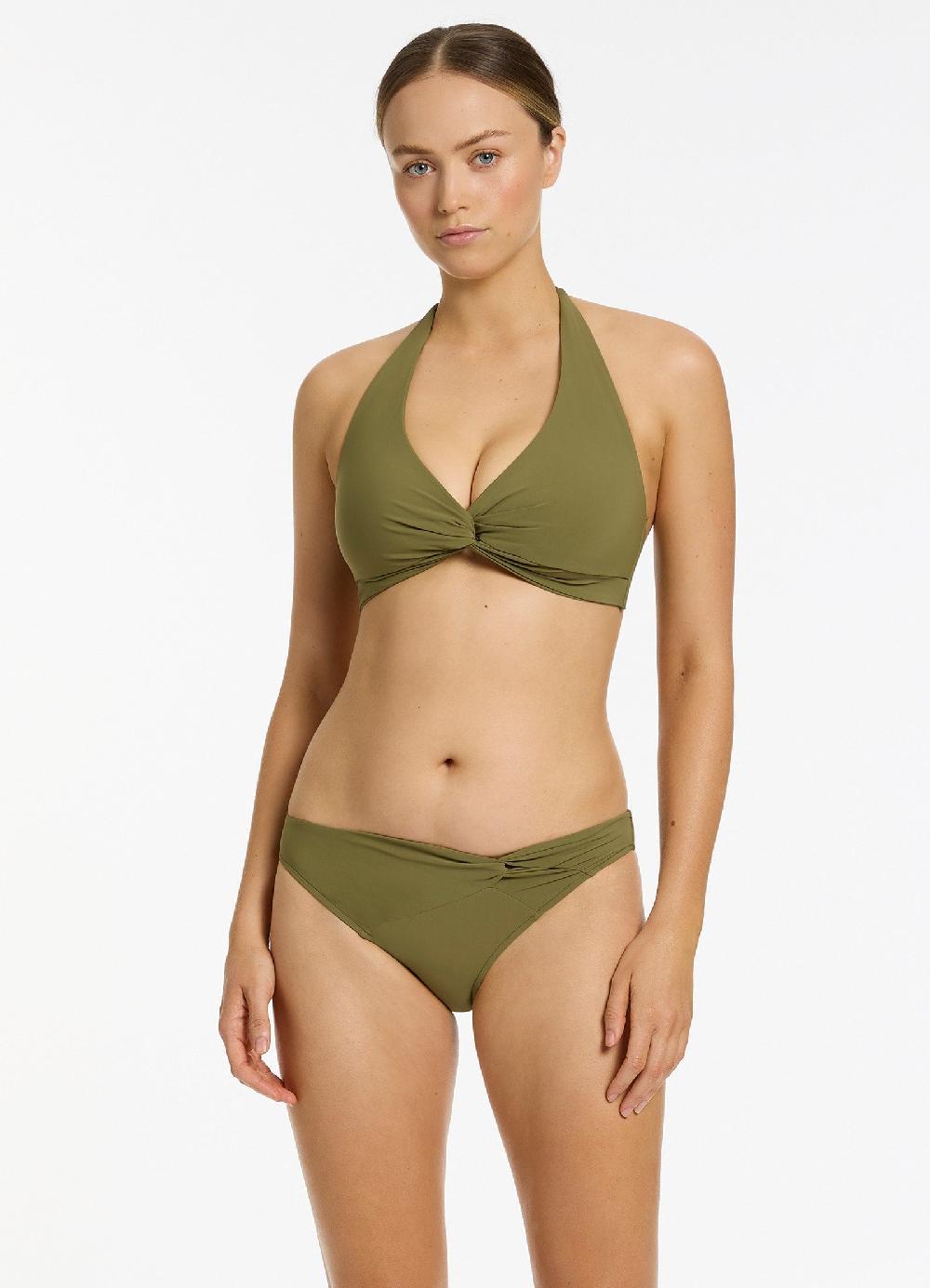 jets australia Twist Front Hipster Bikini Bottom - Moss