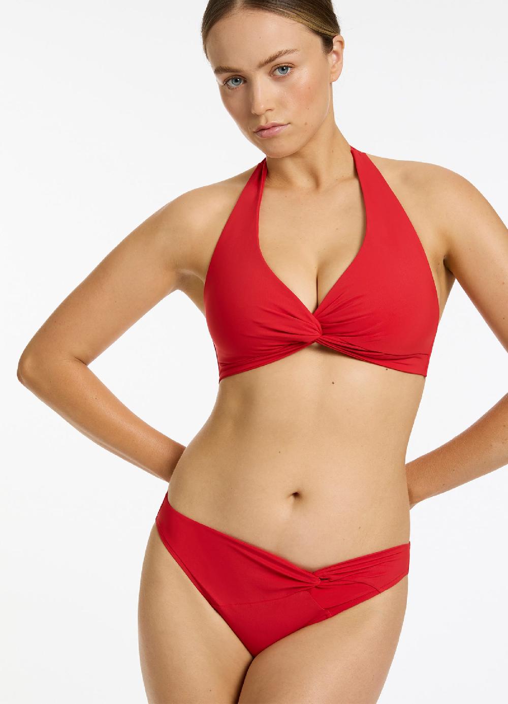 Jets Australia Twist Front Hipster Bikini Bottom - Rosso