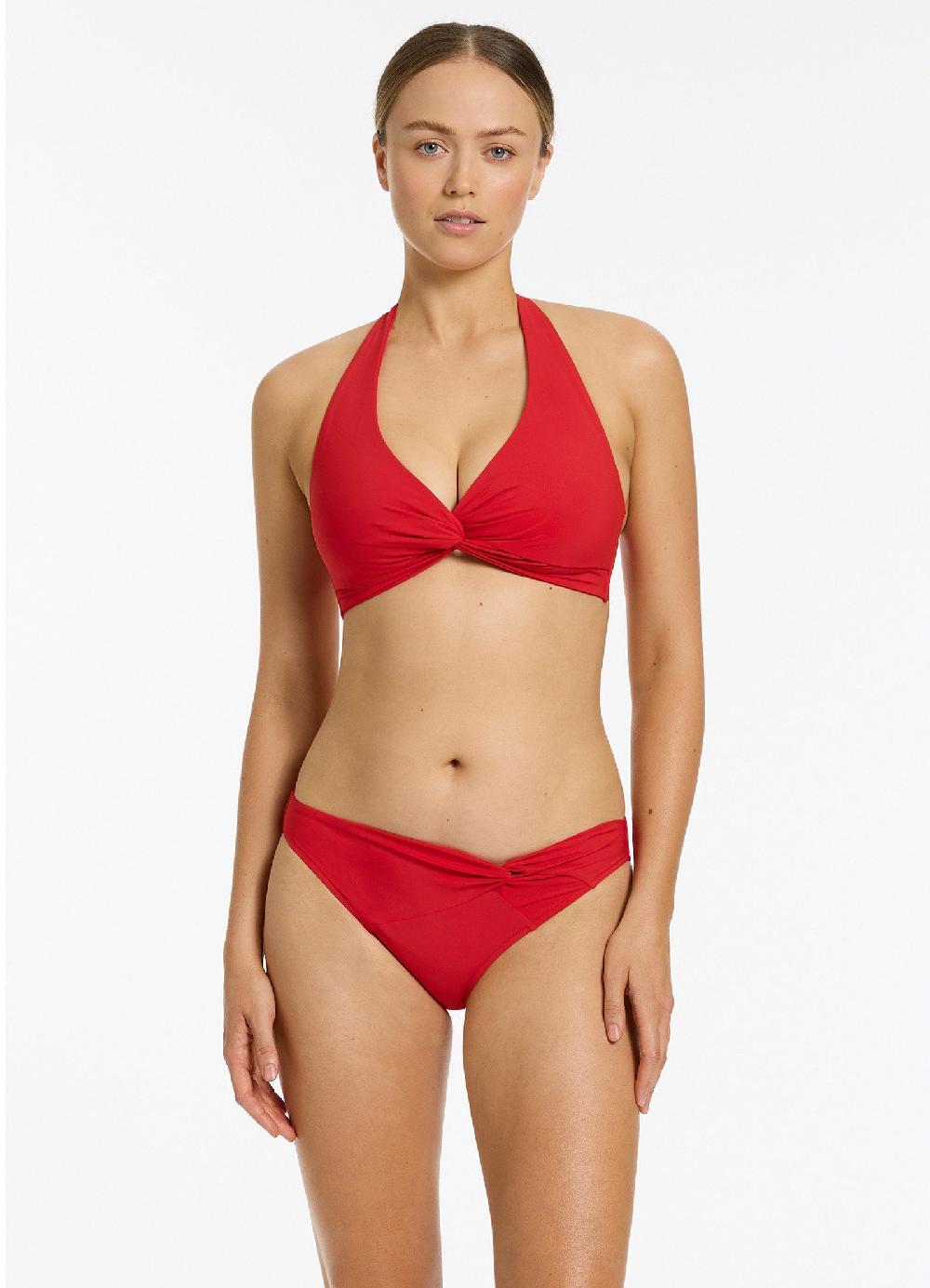 jets australia Twist Front Hipster Bikini Bottom - Rosso