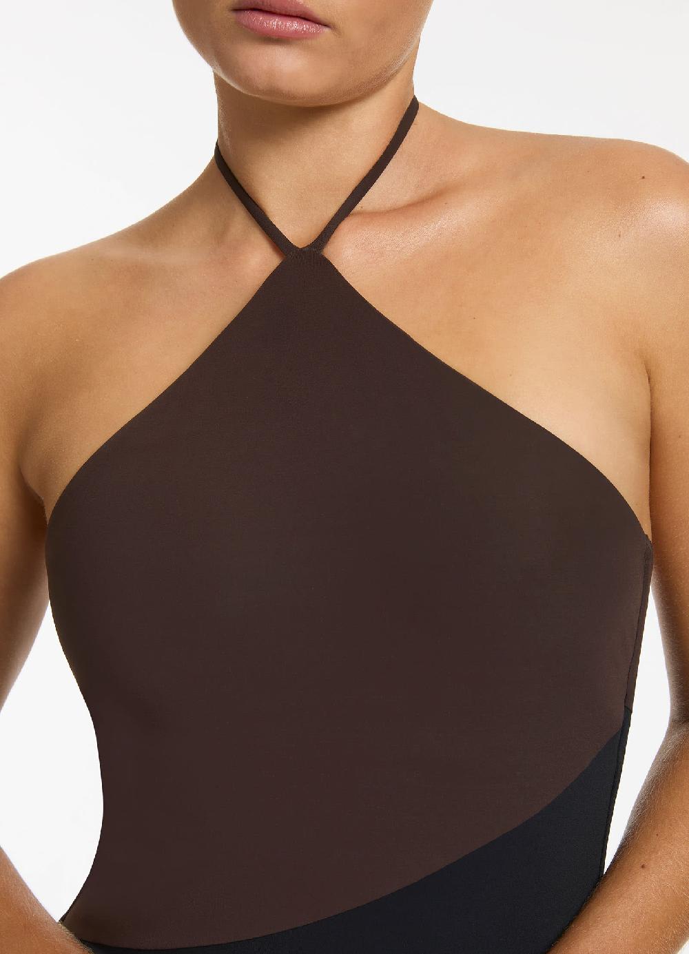 Jets Australia Versa High Neck Halter One Piece - Black/Chocolate