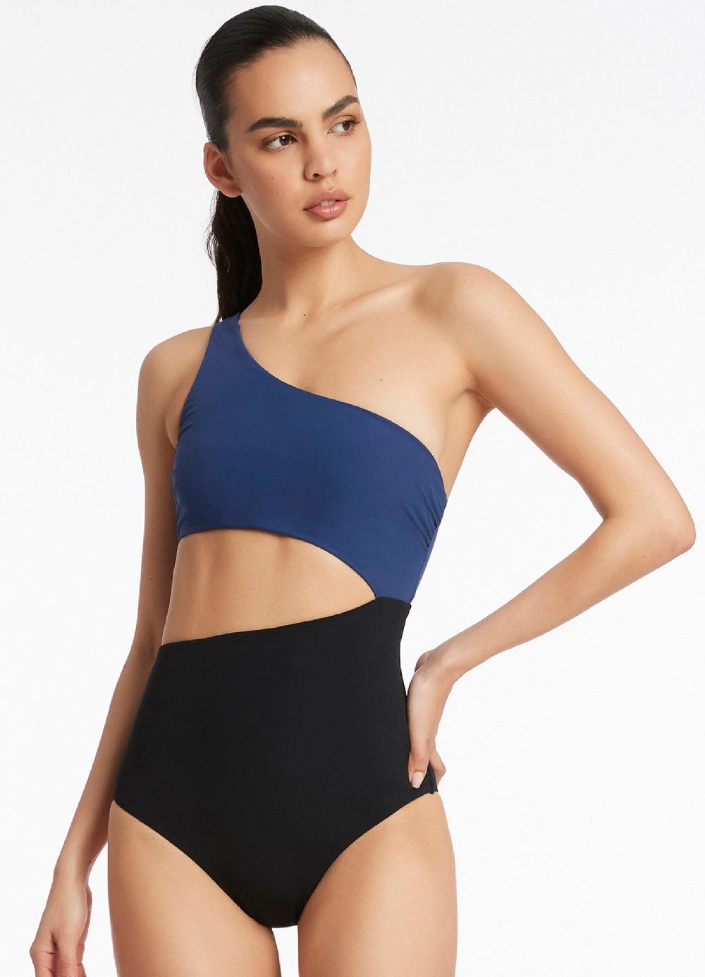 Jets Australia Versa One Shoulder One Piece - Pacific Blue