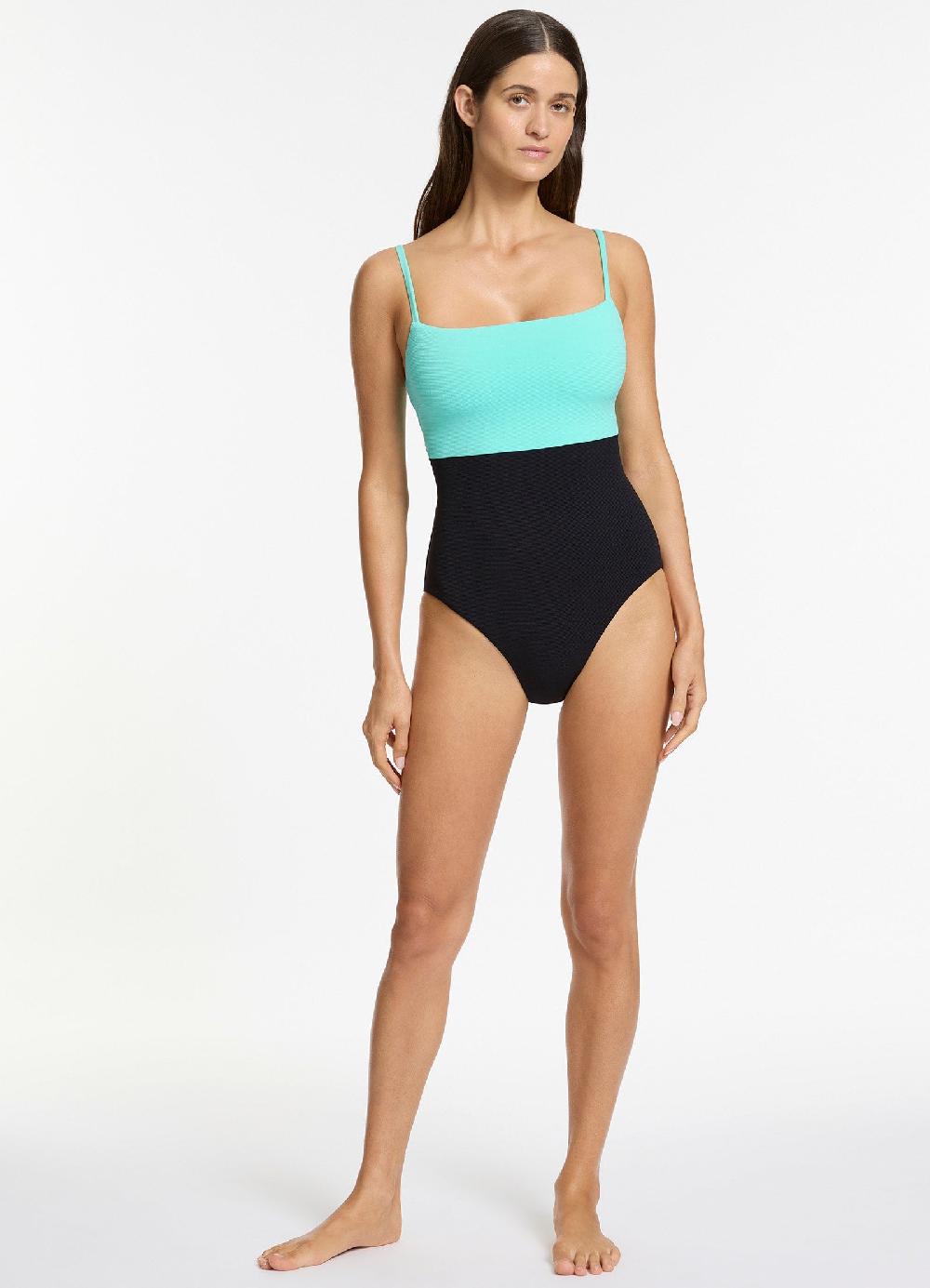 jets australia Versa Rib Minimal Tank One Piece - Black / Dolce