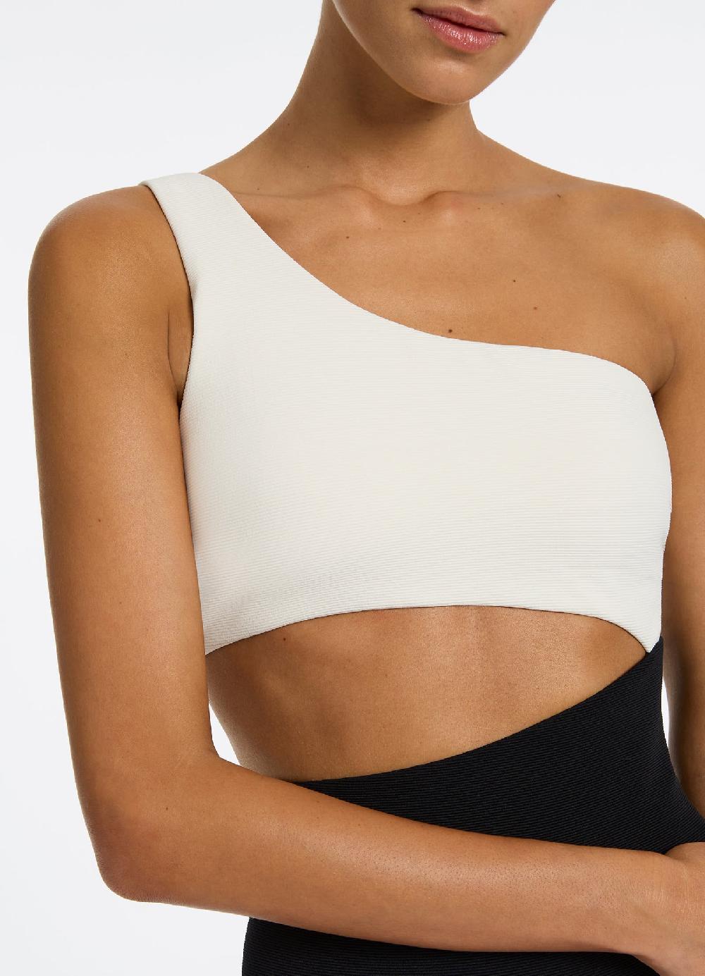 Jets Australia Versa Rib One Shoulder One Piece - Black/Cream