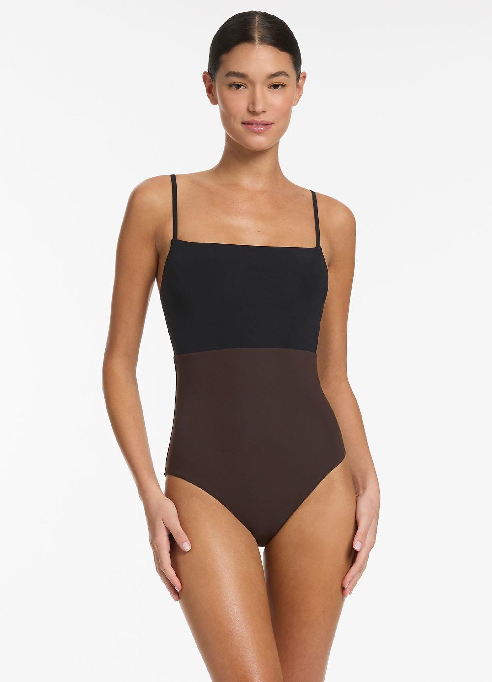jets australia Versa Tank One Piece - Black/Chocolate