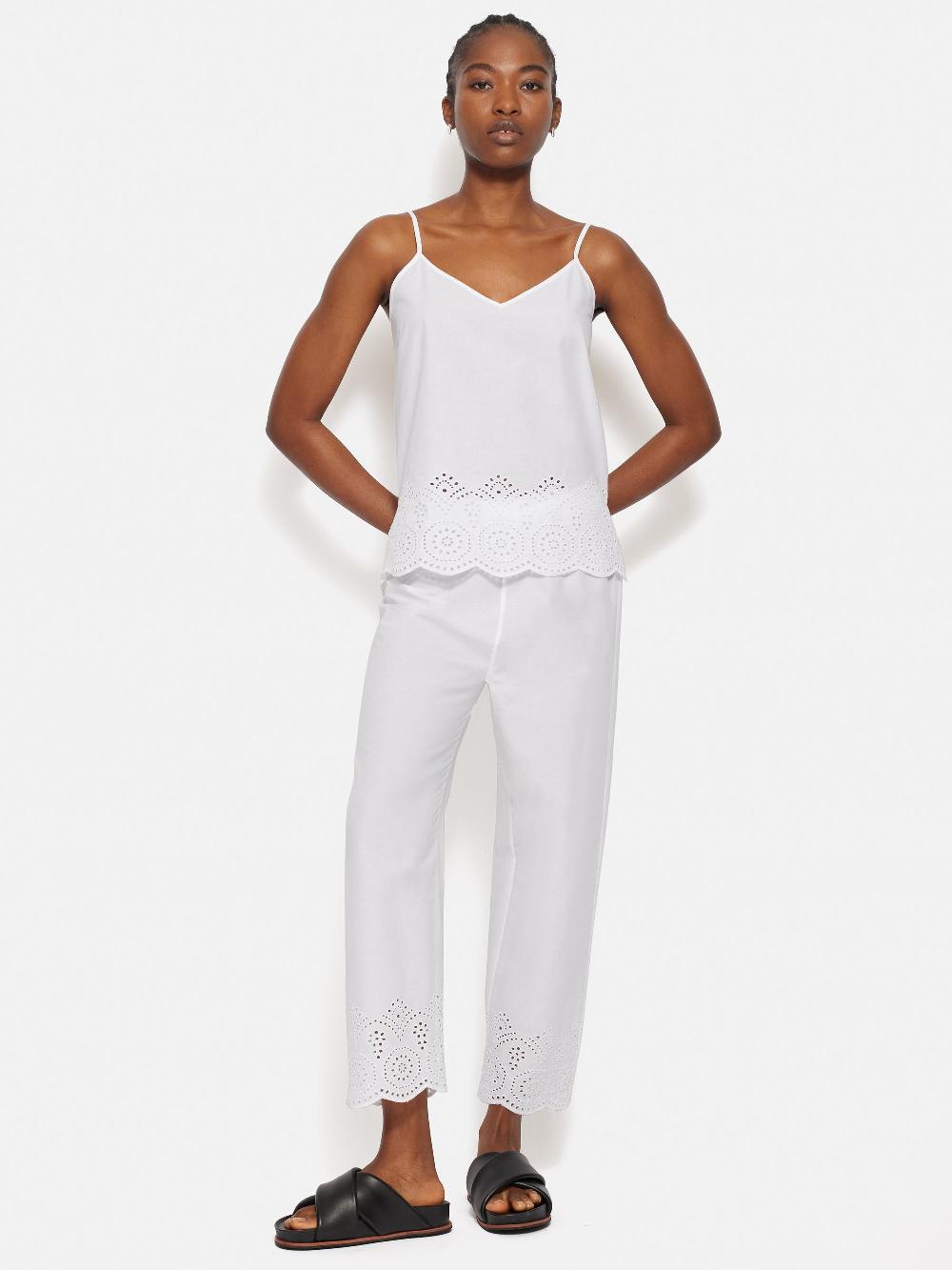 Jigsaw Broderie Anglaise Cropped Pyjama Trouser White