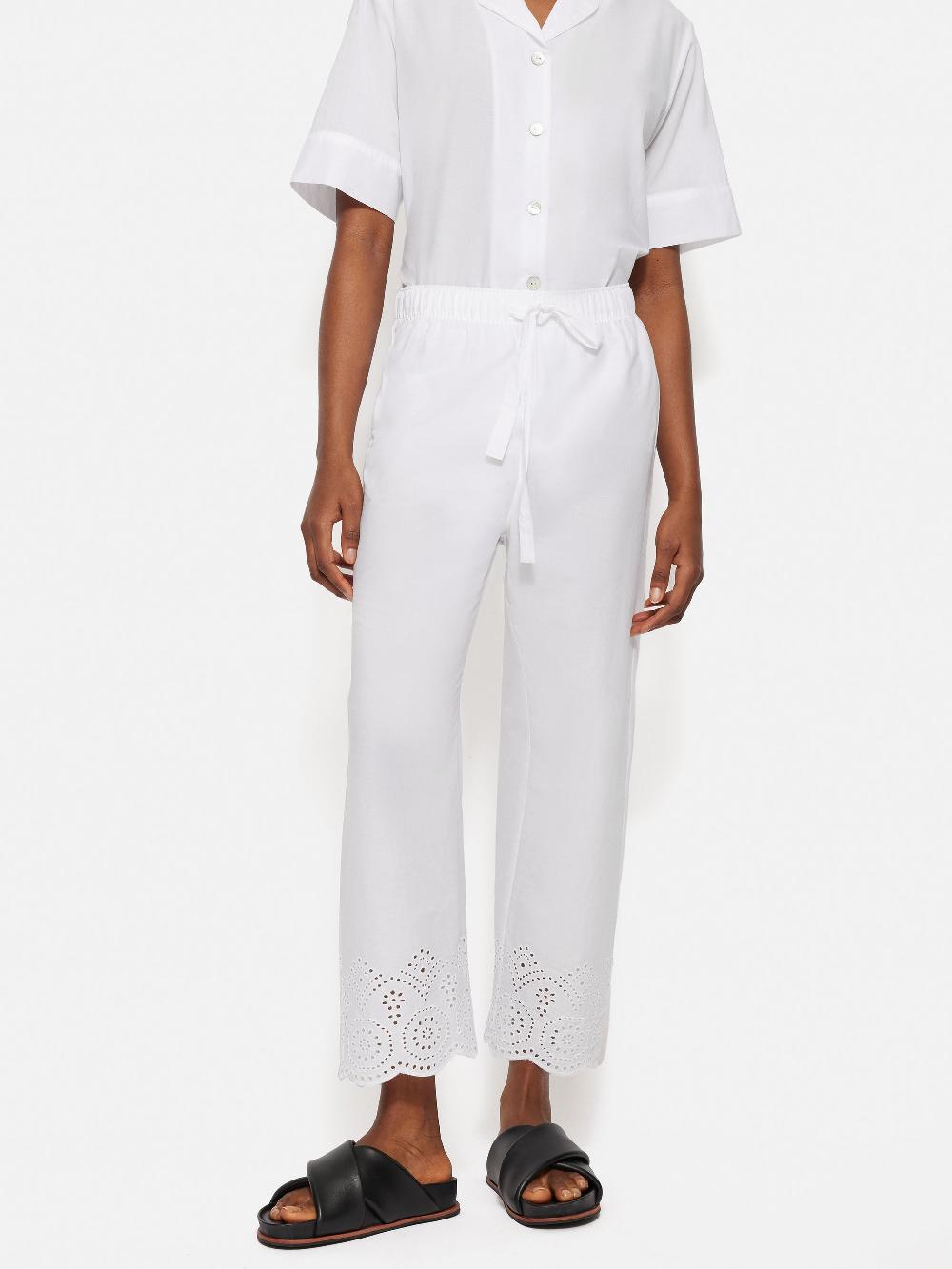 jigsaw Broderie Anglaise Cropped Pyjama Trouser White