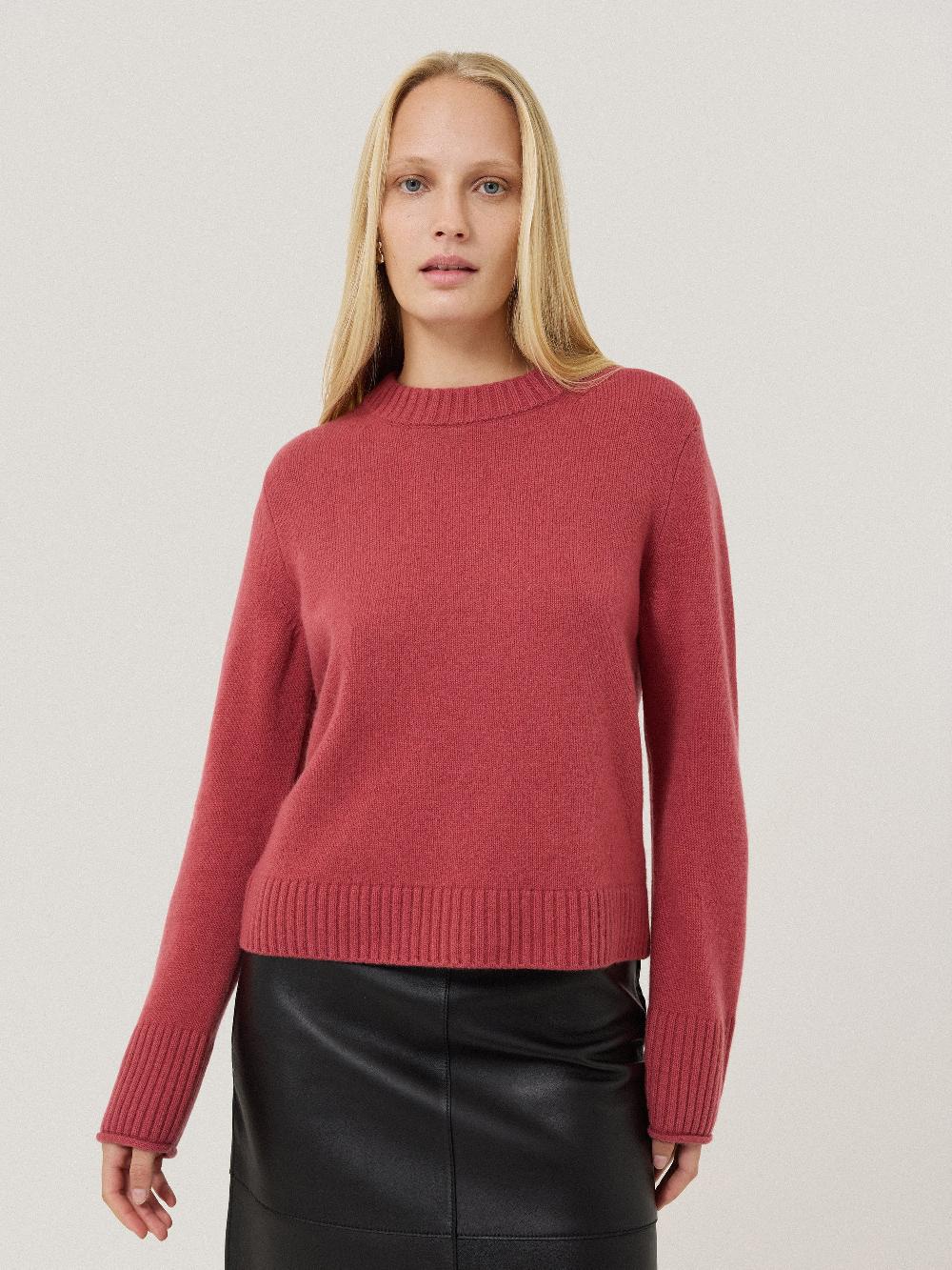 Jigsaw Compact Wool Cashmere Blend Jumper Deep Rose