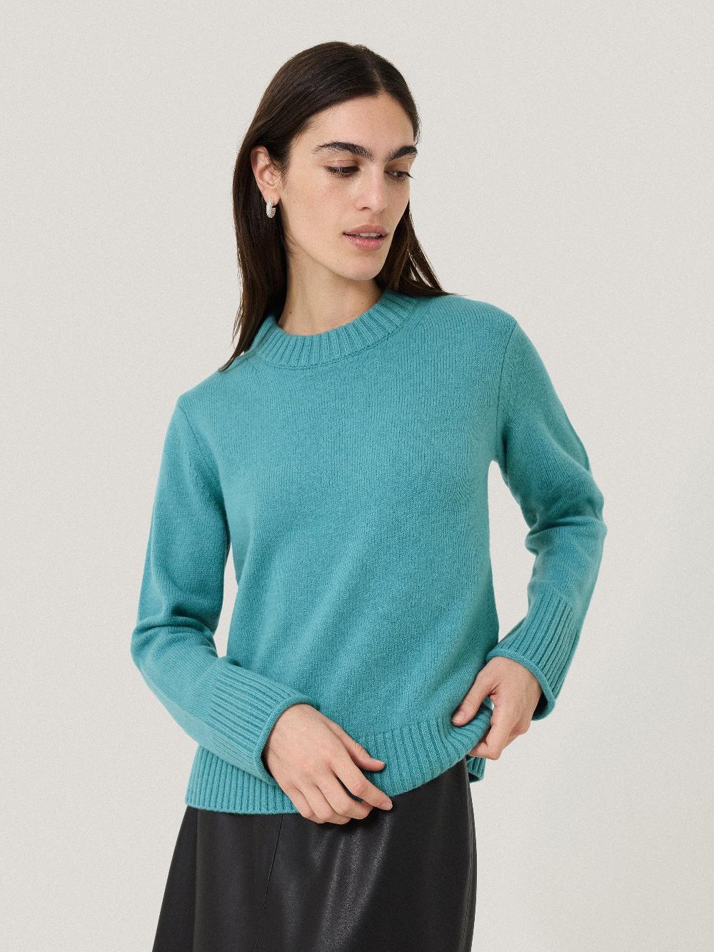 Jigsaw Compact Wool Cashmere Blend Jumper Powder Blue
