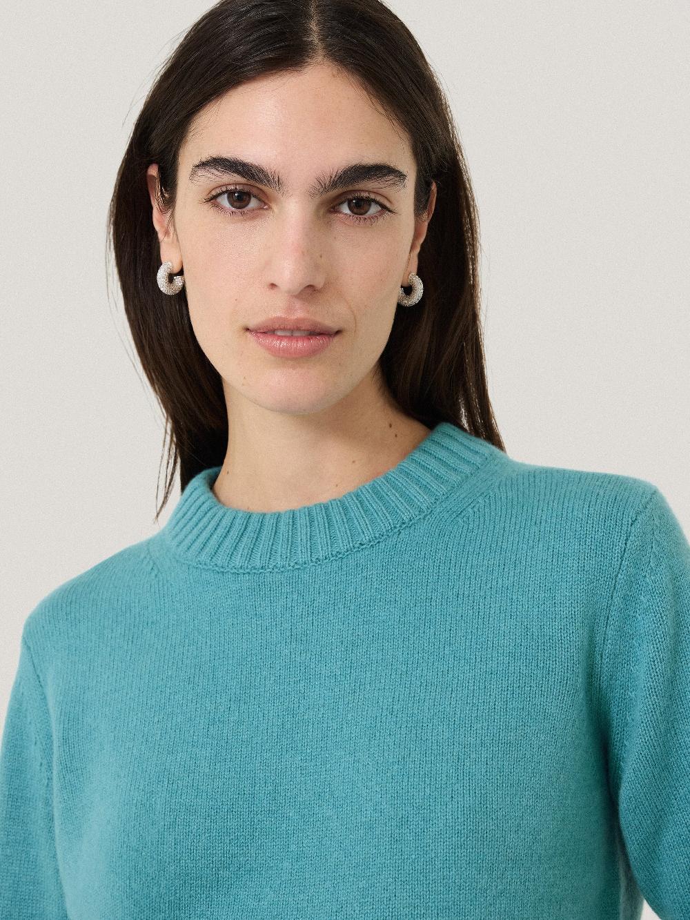 Jigsaw Compact Wool Cashmere Blend Jumper Powder Blue