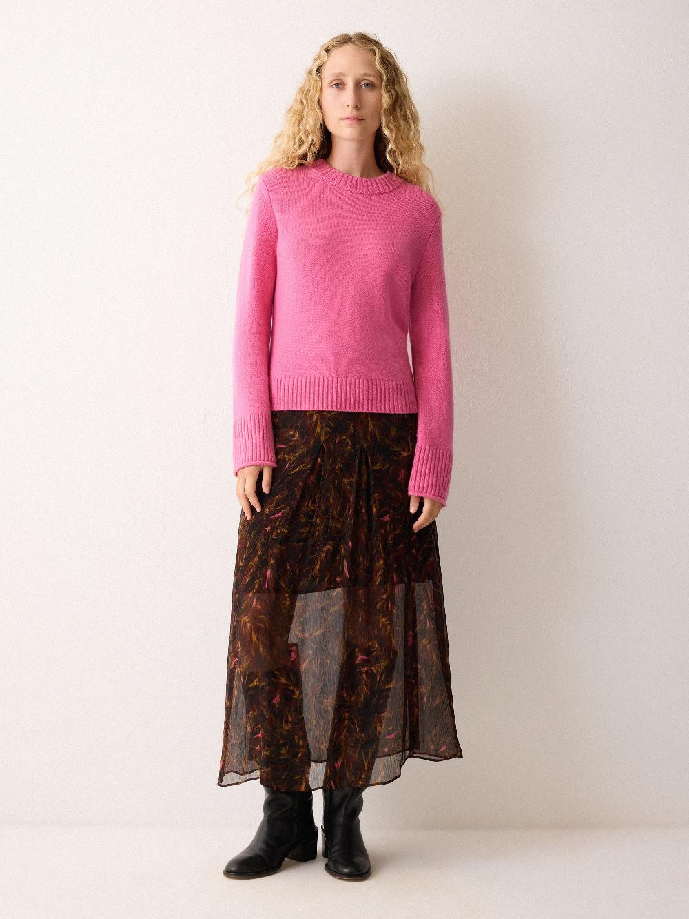 Jigsaw Compact Wool Cashmere Blend Jumper Raspberry Cream