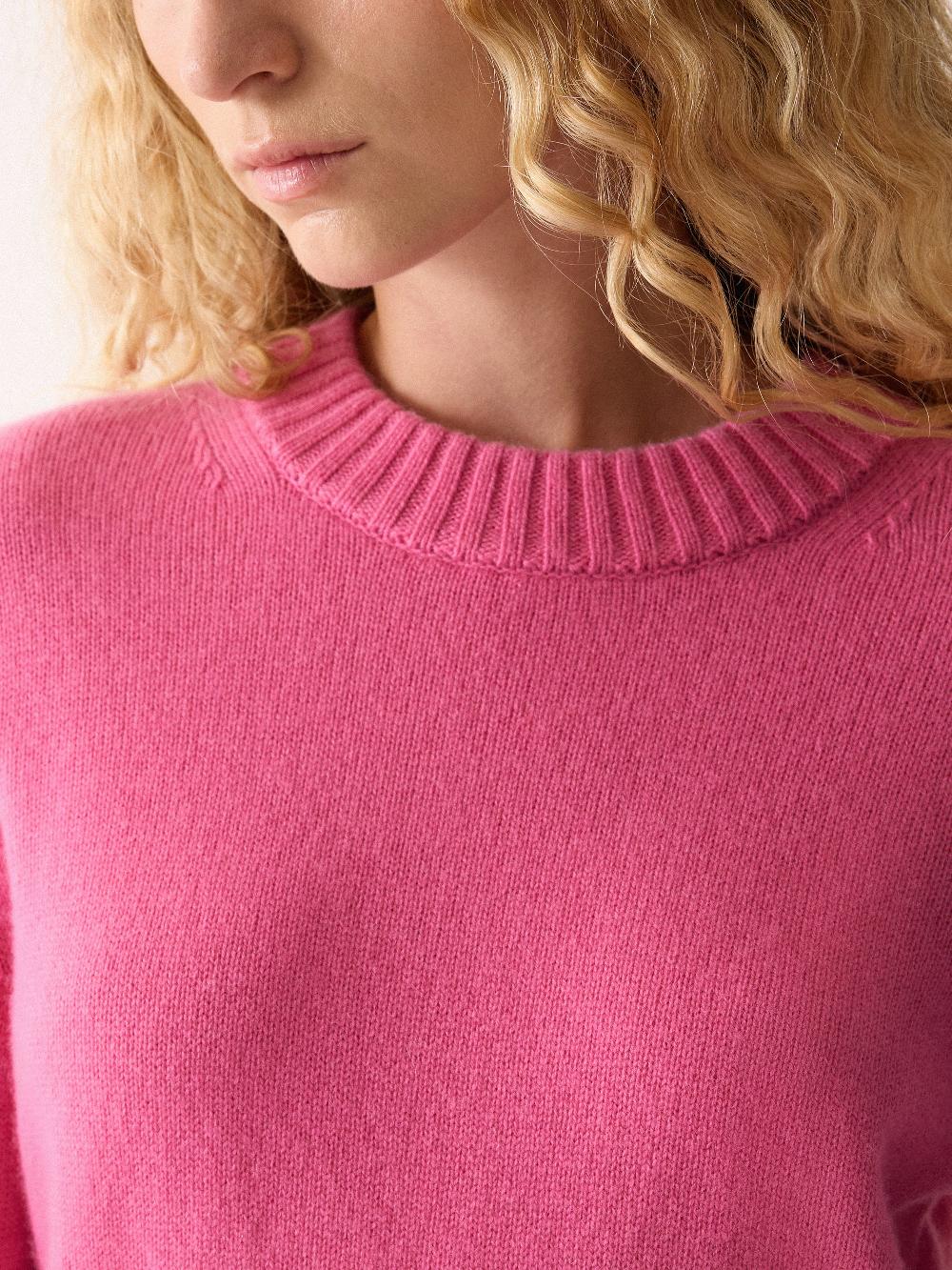 Jigsaw Compact Wool Cashmere Blend Jumper Raspberry Cream