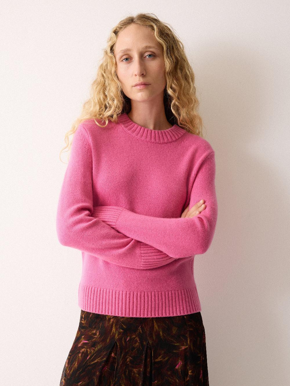 jigsaw Compact Wool Cashmere Blend Jumper Raspberry Cream
