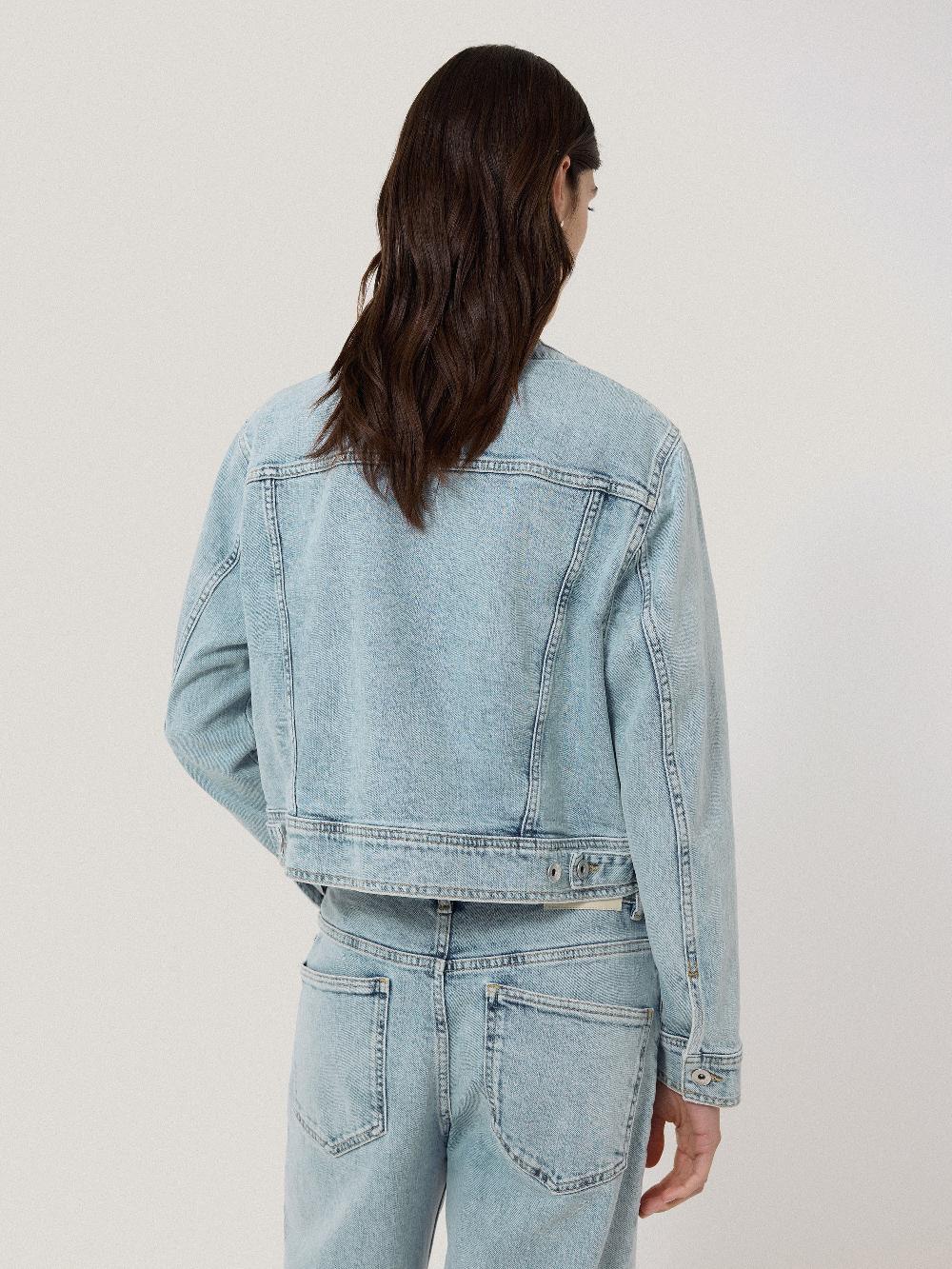 Jigsaw Gwen Denim Collarless Jacket Light Blue Wash