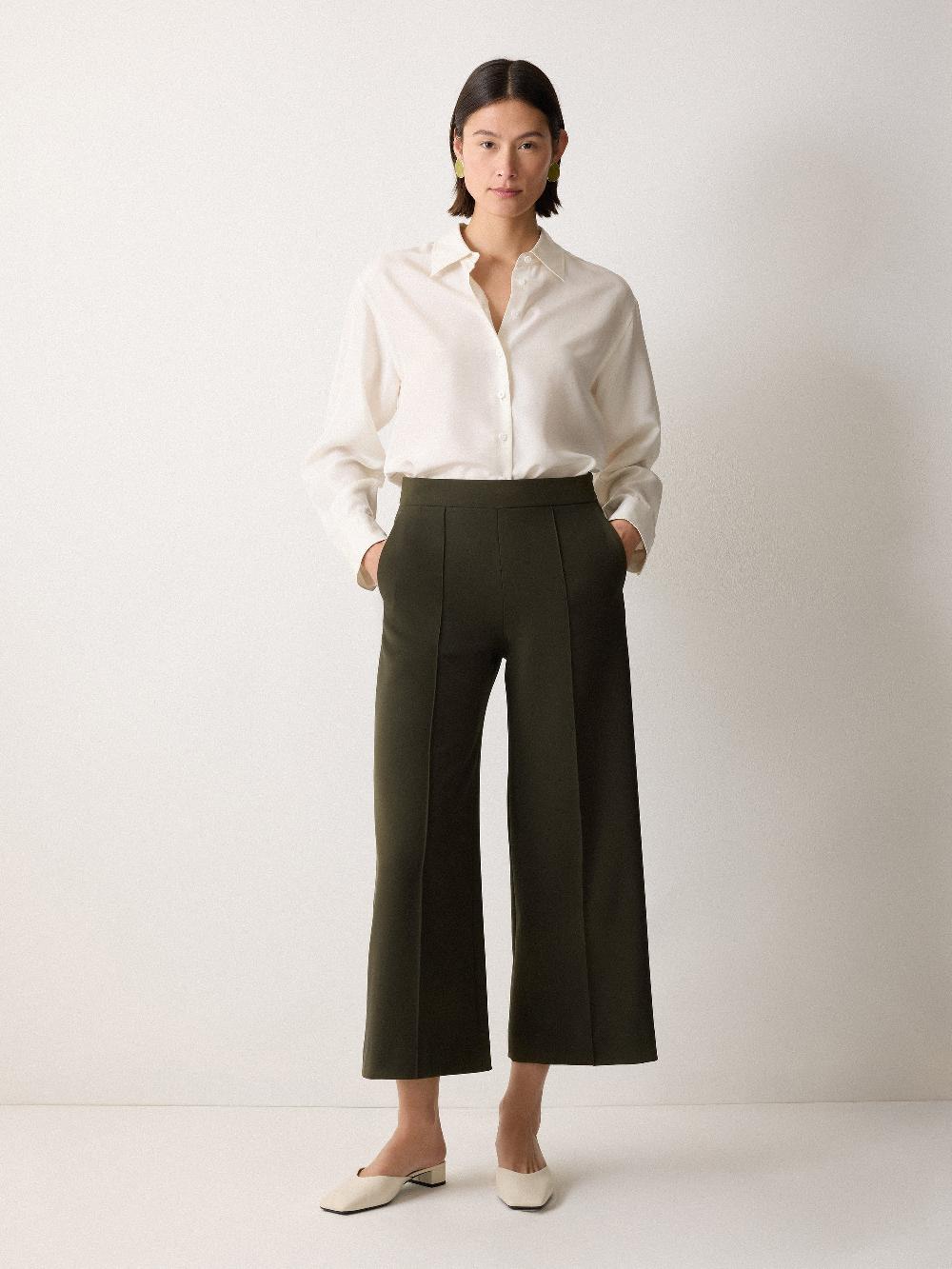 Jigsaw Italian Modern Crepe Sailor Trouser Dark Olive