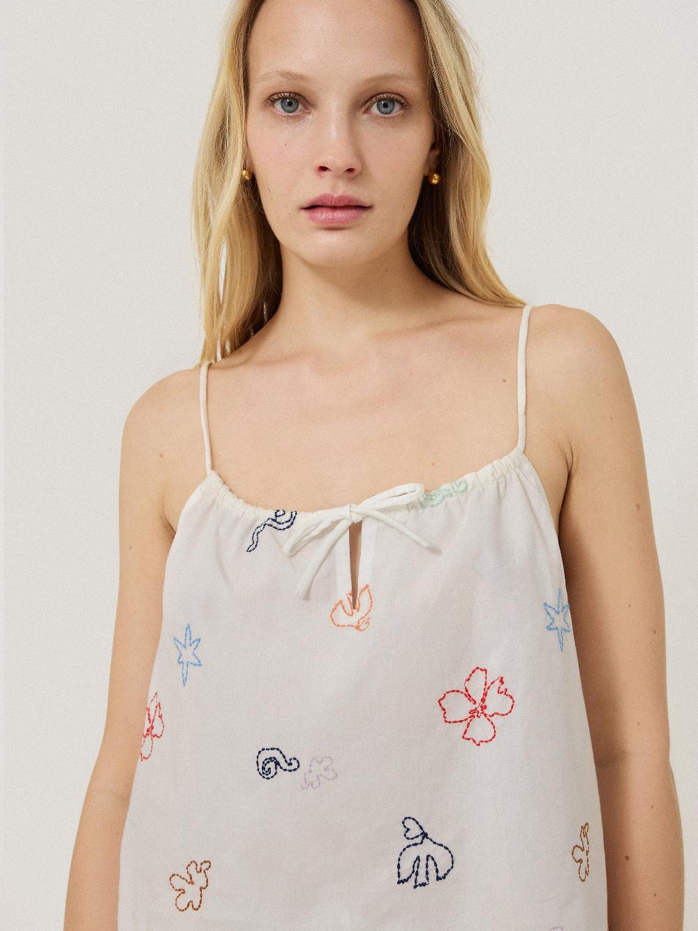 Jigsaw Abstract Kiss Embroidered Pyjama White