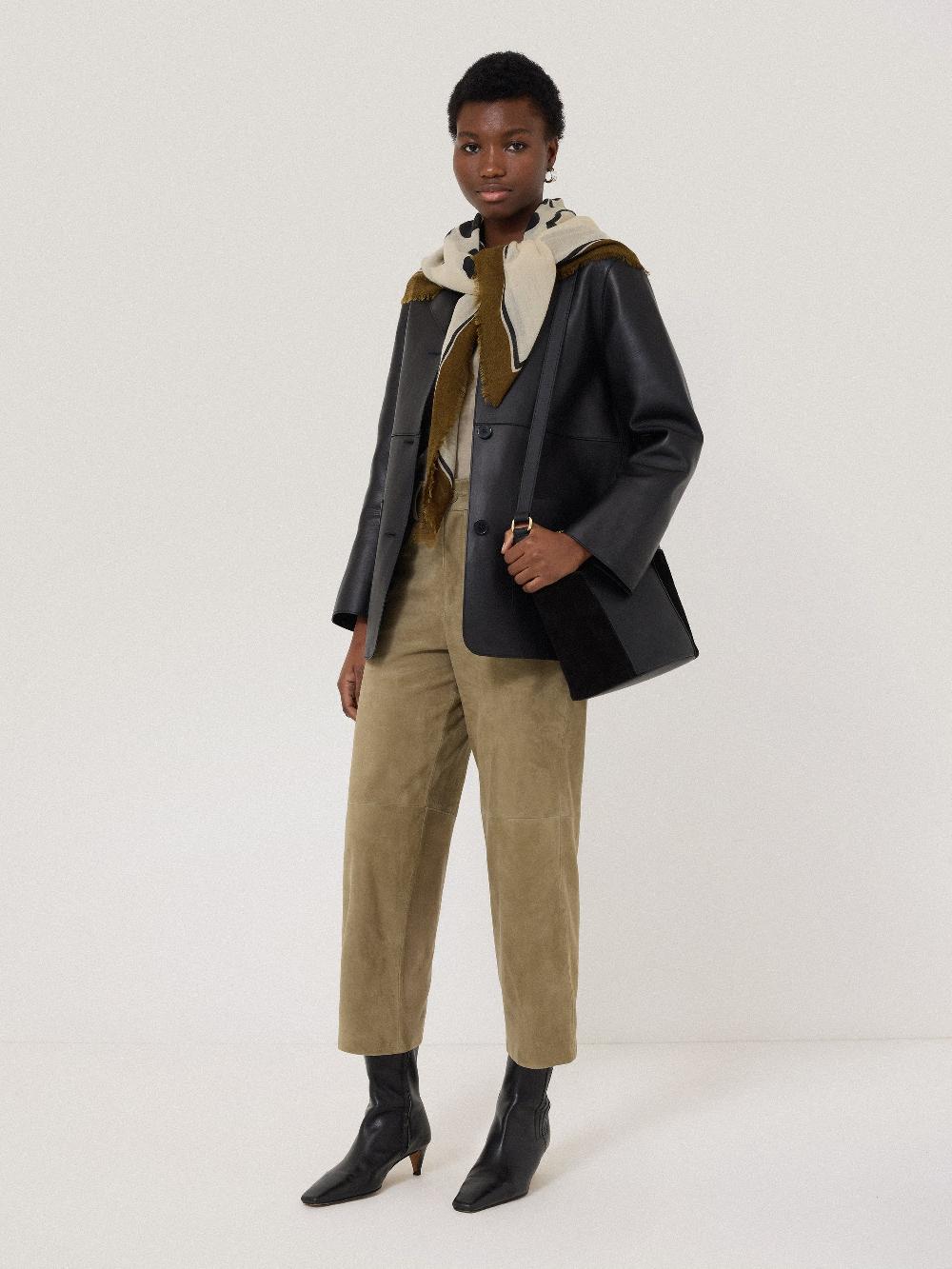 Jigsaw Abstract Kiss Wool Scarf Monochrome