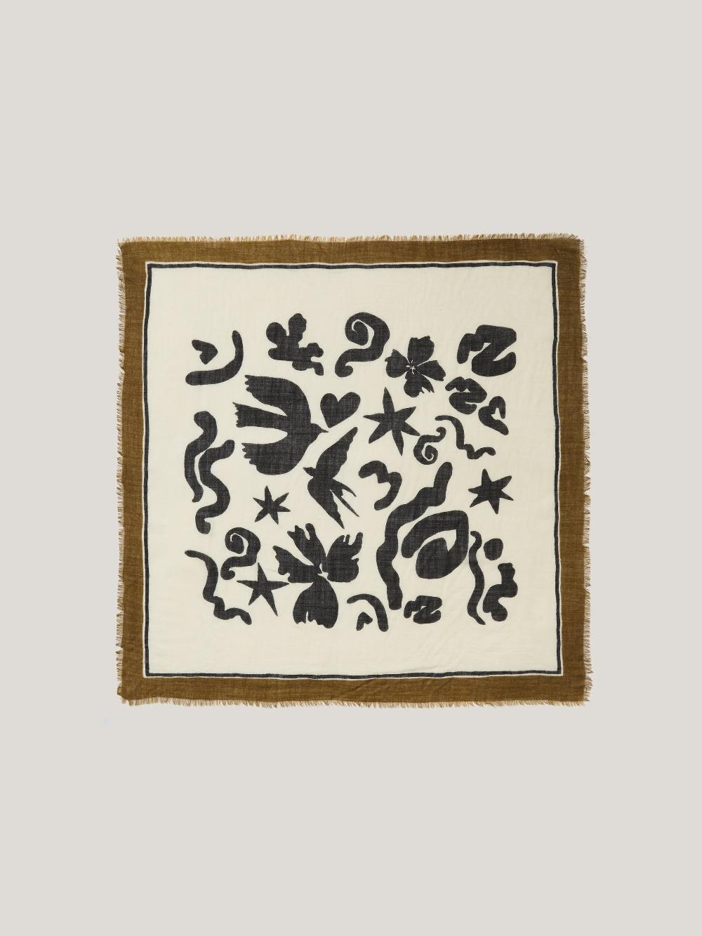 jigsaw Abstract Kiss Wool Scarf Monochrome