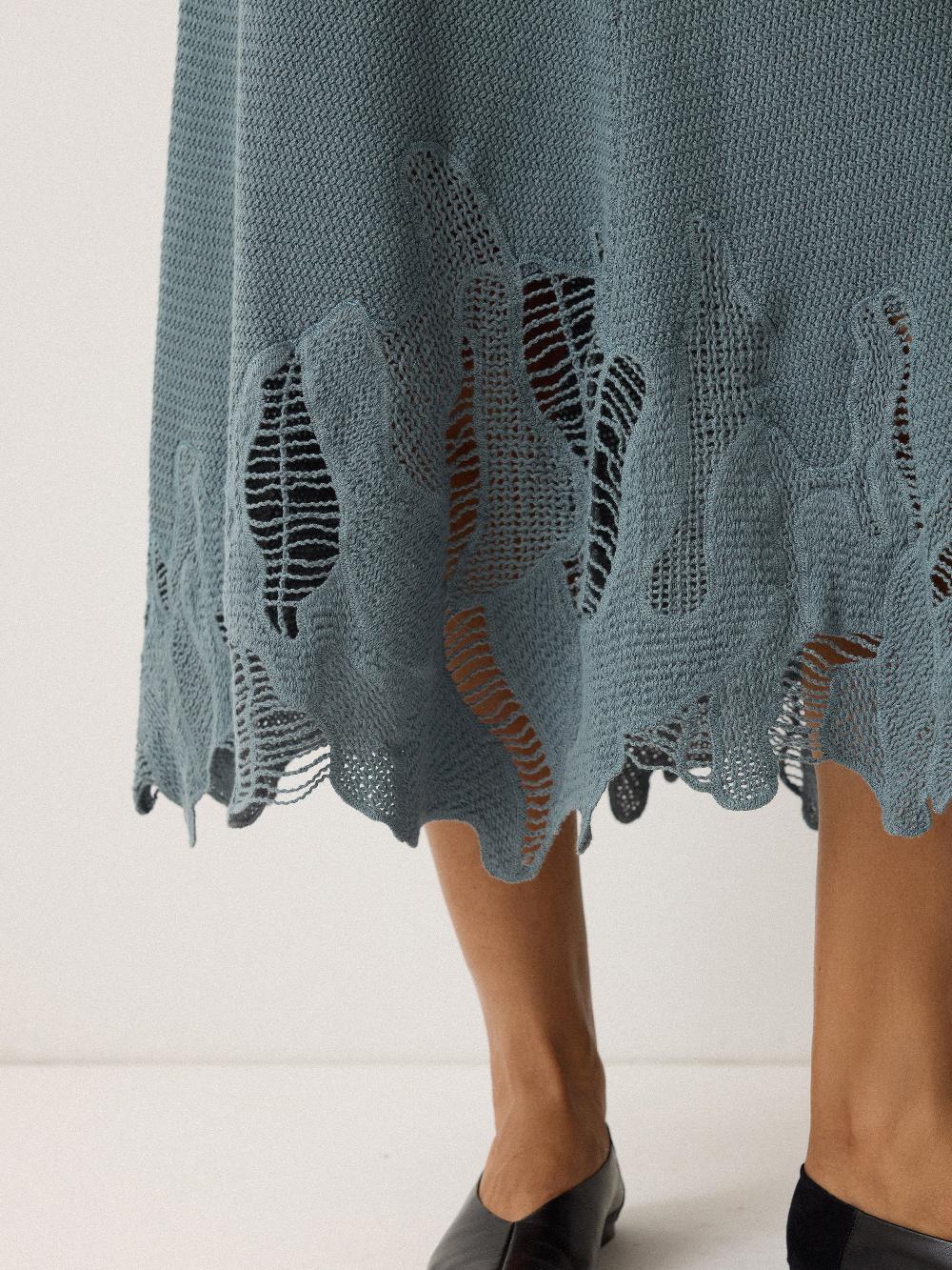 Jigsaw Abstract Lace Knitted Skirt Blue