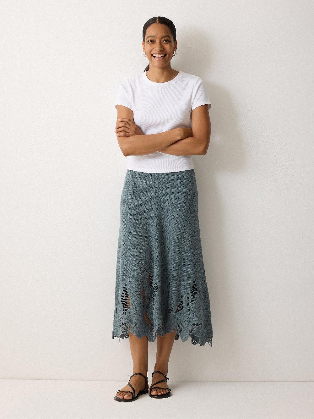 Jigsaw Abstract Lace Knitted Skirt Blue