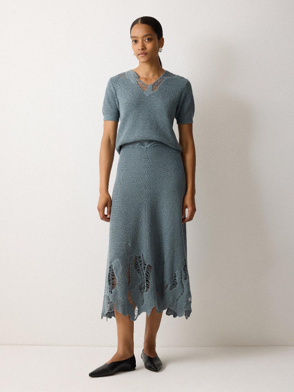 jigsaw Abstract Lace Knitted Top Blue