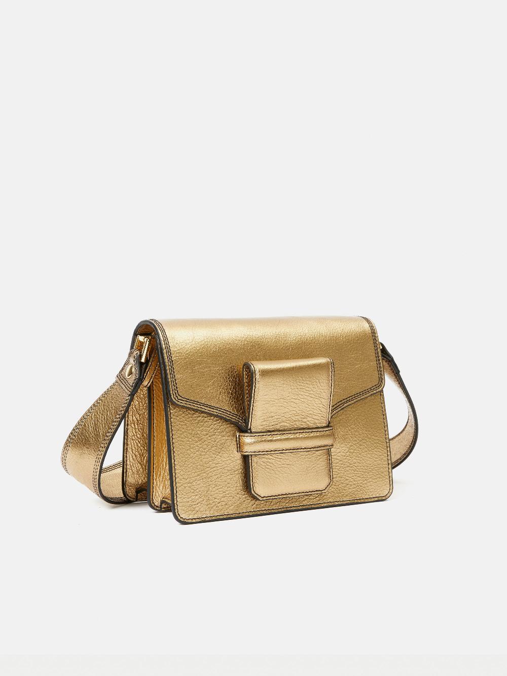 Jigsaw Ada Leather Crossbody Bag Gold