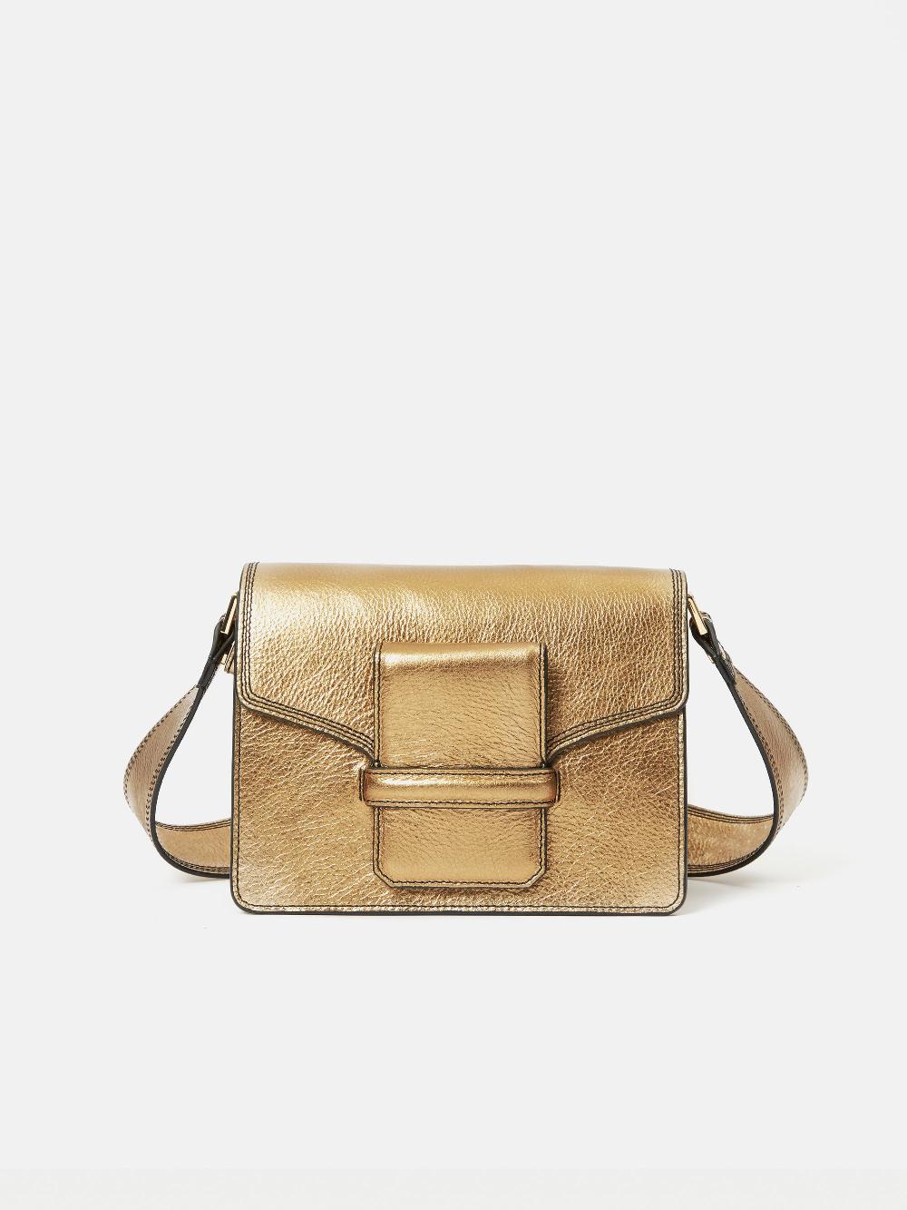 jigsaw Ada Leather Crossbody Bag Gold