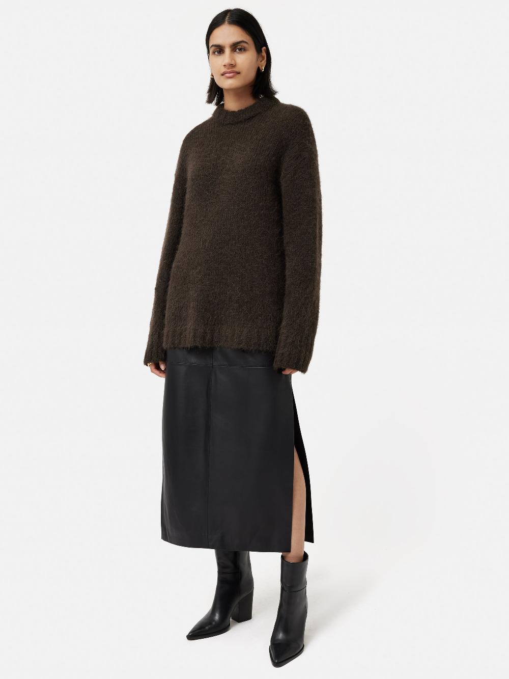 Jigsaw Alpaca Blend Oversized Jumper Brown