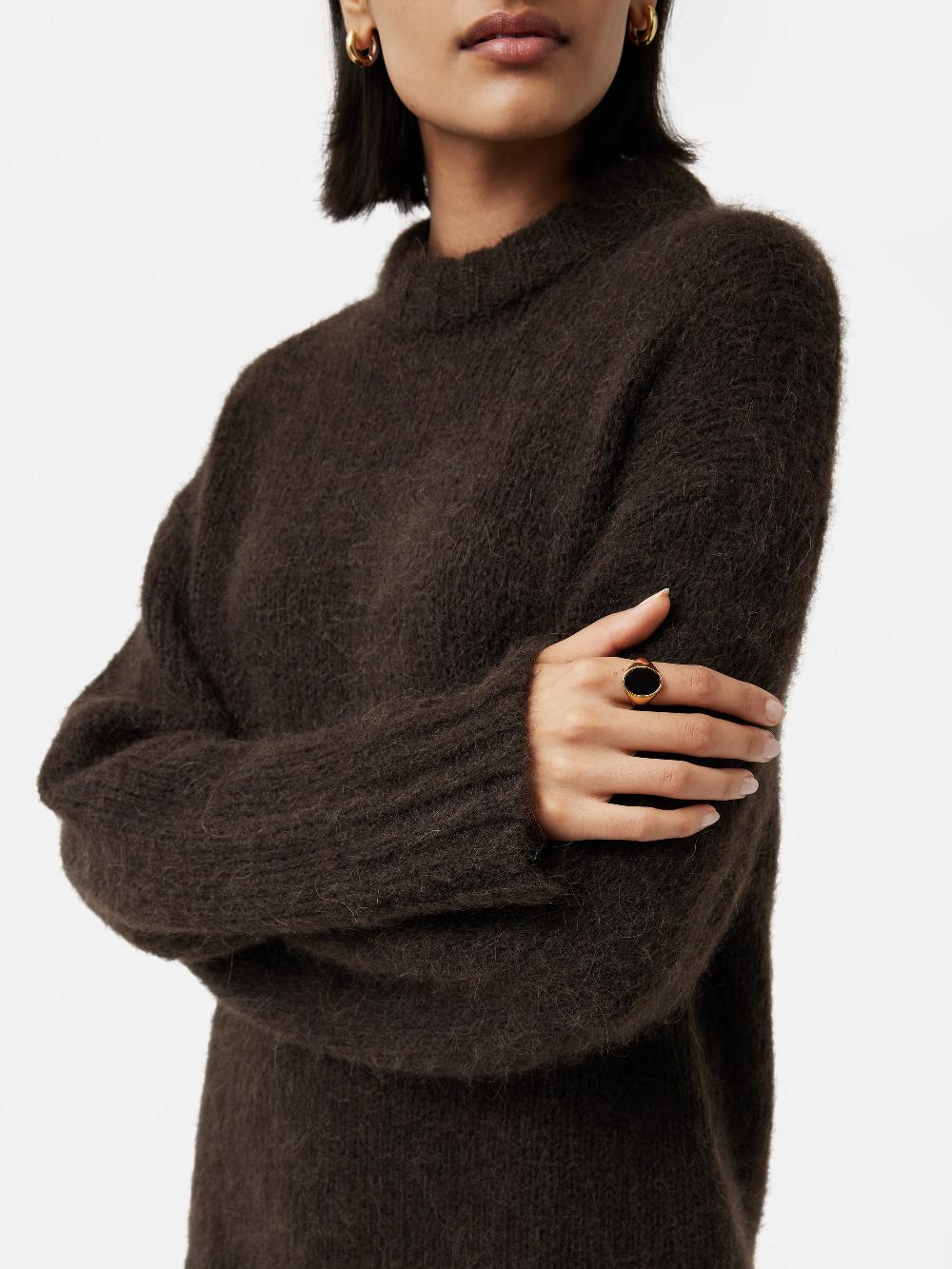 Jigsaw Alpaca Blend Oversized Jumper Brown