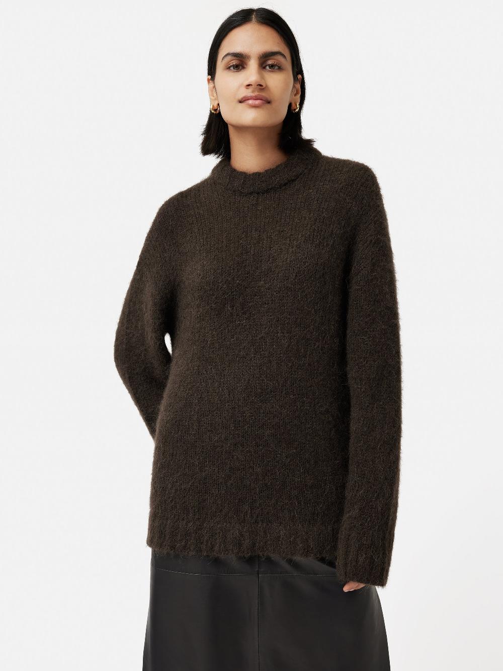 jigsaw Alpaca Blend Oversized Jumper Brown