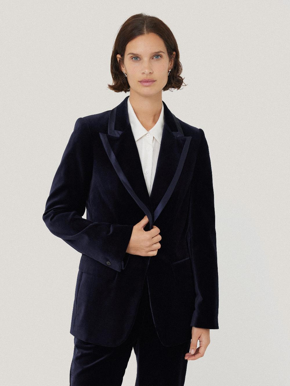 jigsaw Ashby Velvet Blazer Navy