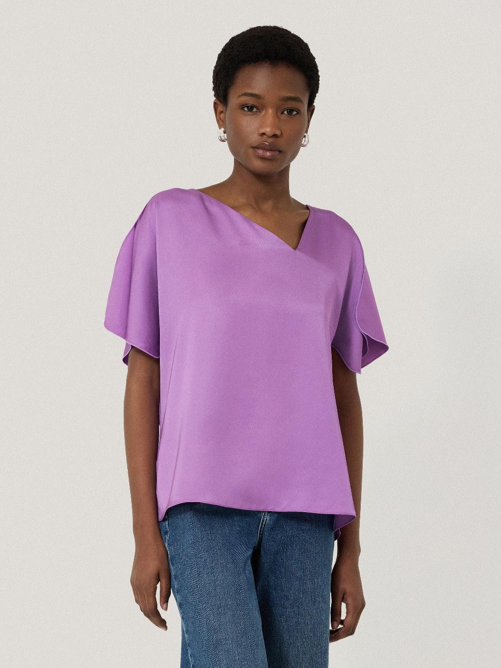 Jigsaw Asymmetric Neck Drape Top Purple