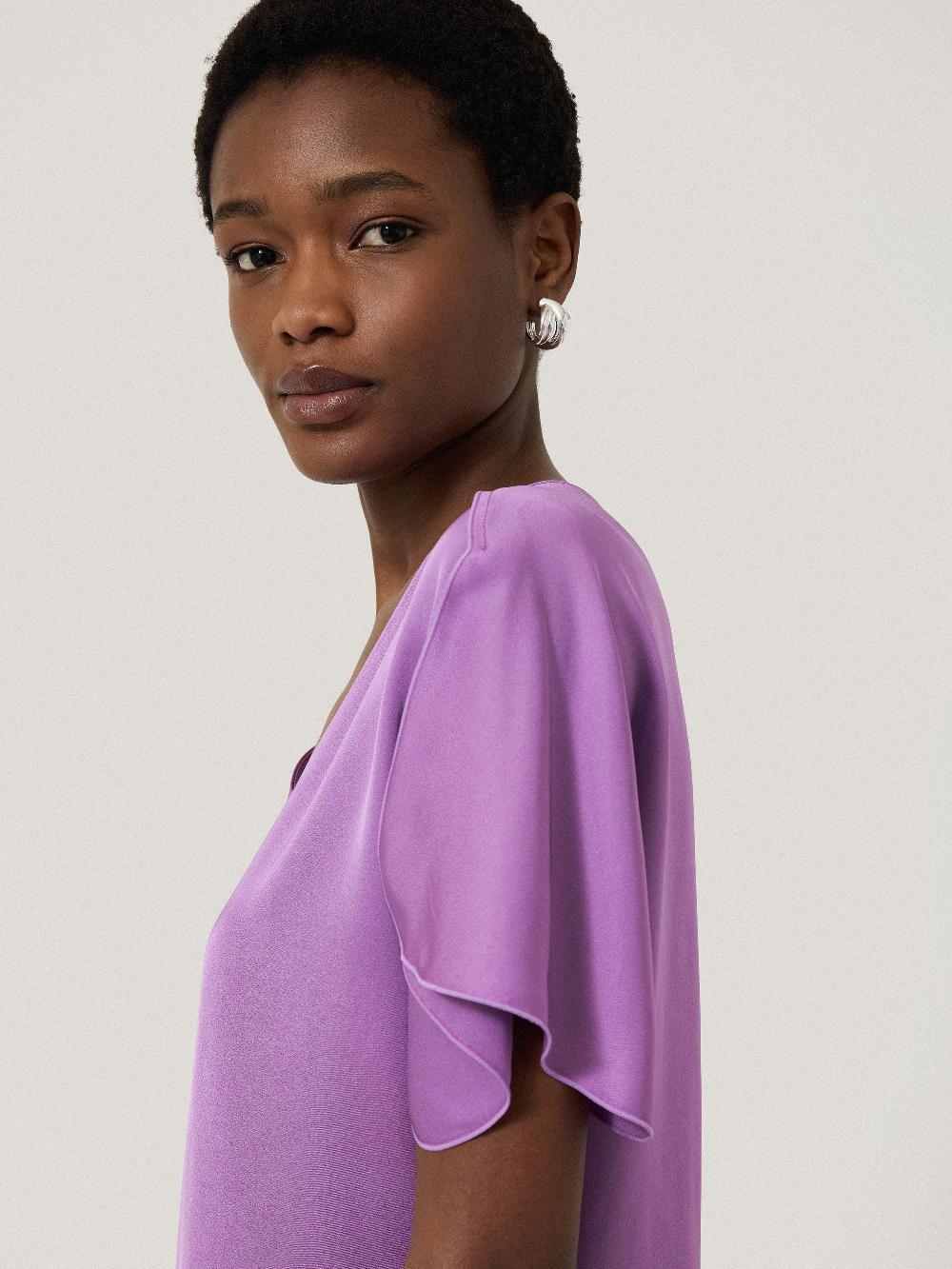 Jigsaw Asymmetric Neck Drape Top Purple
