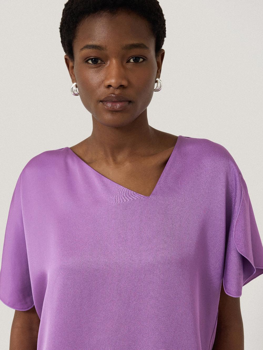 Jigsaw Asymmetric Neck Drape Top Purple
