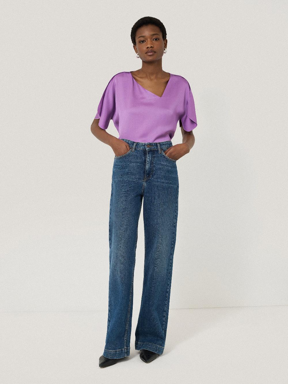 jigsaw Asymmetric Neck Drape Top Purple