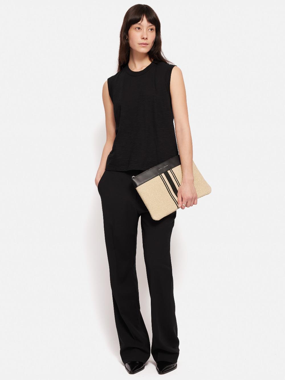 Jigsaw Athena Stripe Woven Pouch Natural