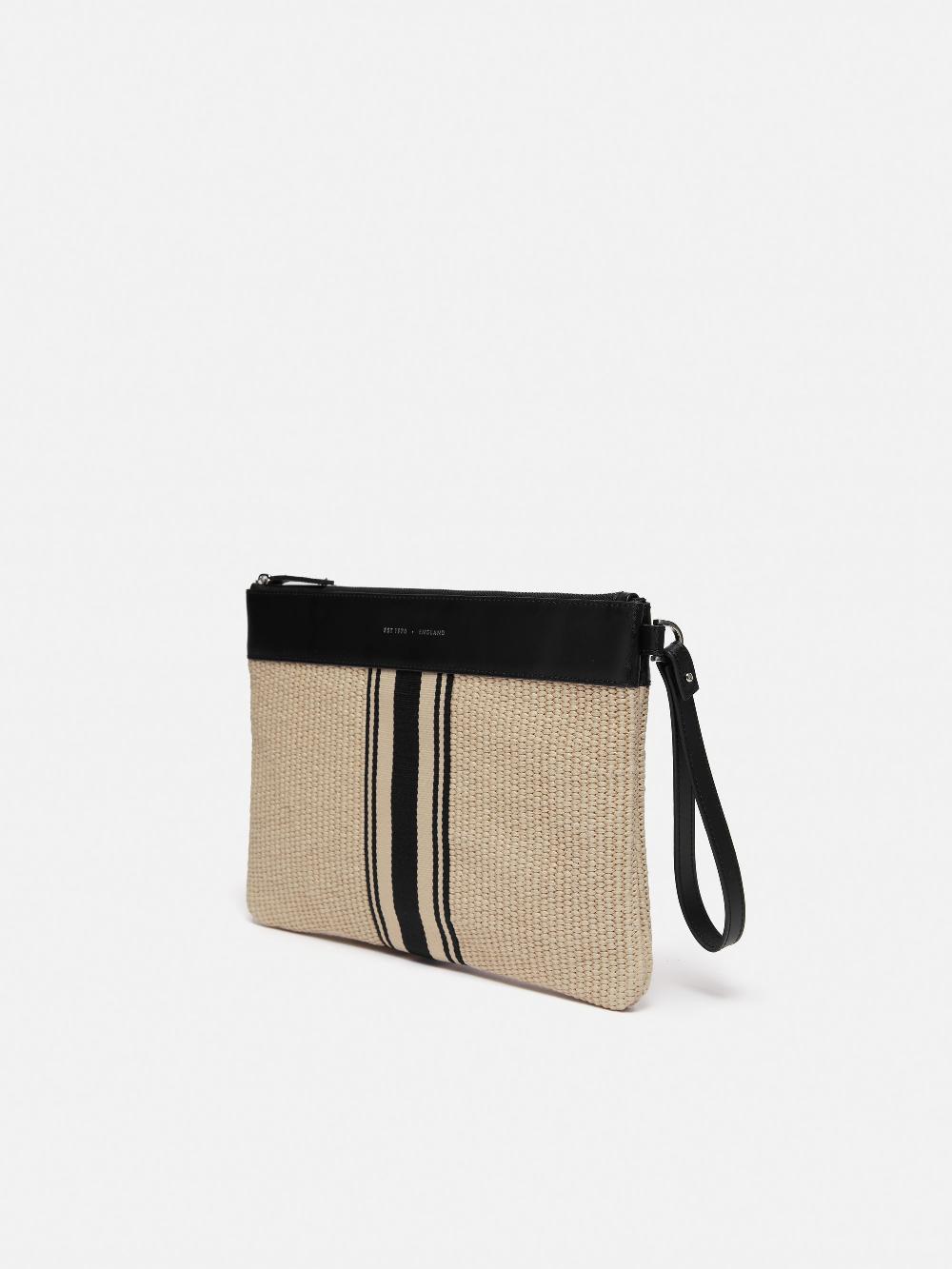 Jigsaw Athena Stripe Woven Pouch Natural