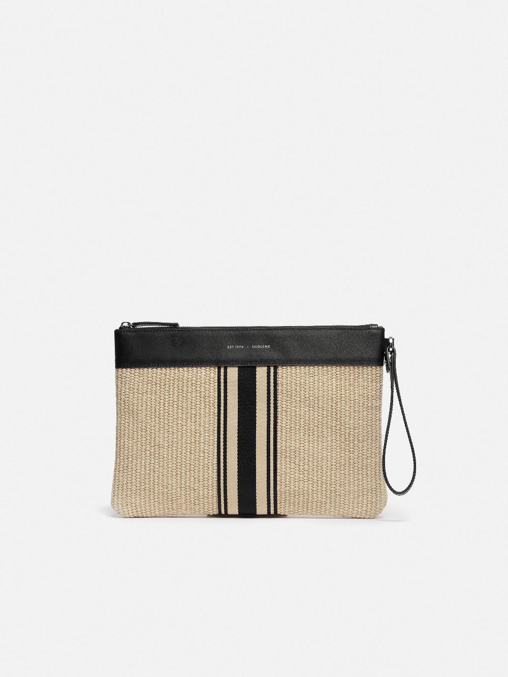 jigsaw Athena Stripe Woven Pouch Natural