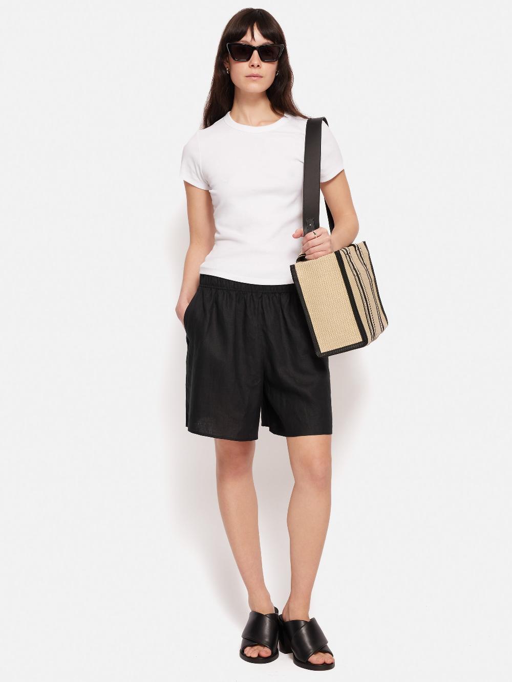 Jigsaw Athena Stripe Woven Tote Natural