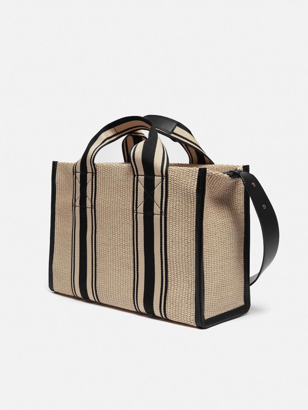 jigsaw Athena Stripe Woven Tote Natural