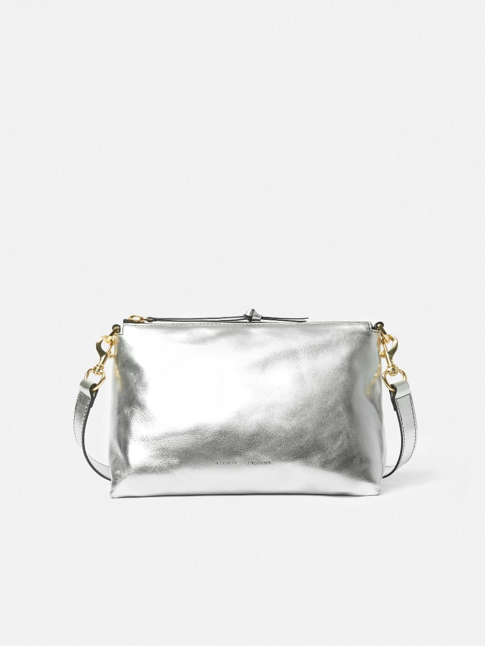 jigsaw Ava Leather Crossbody Silver