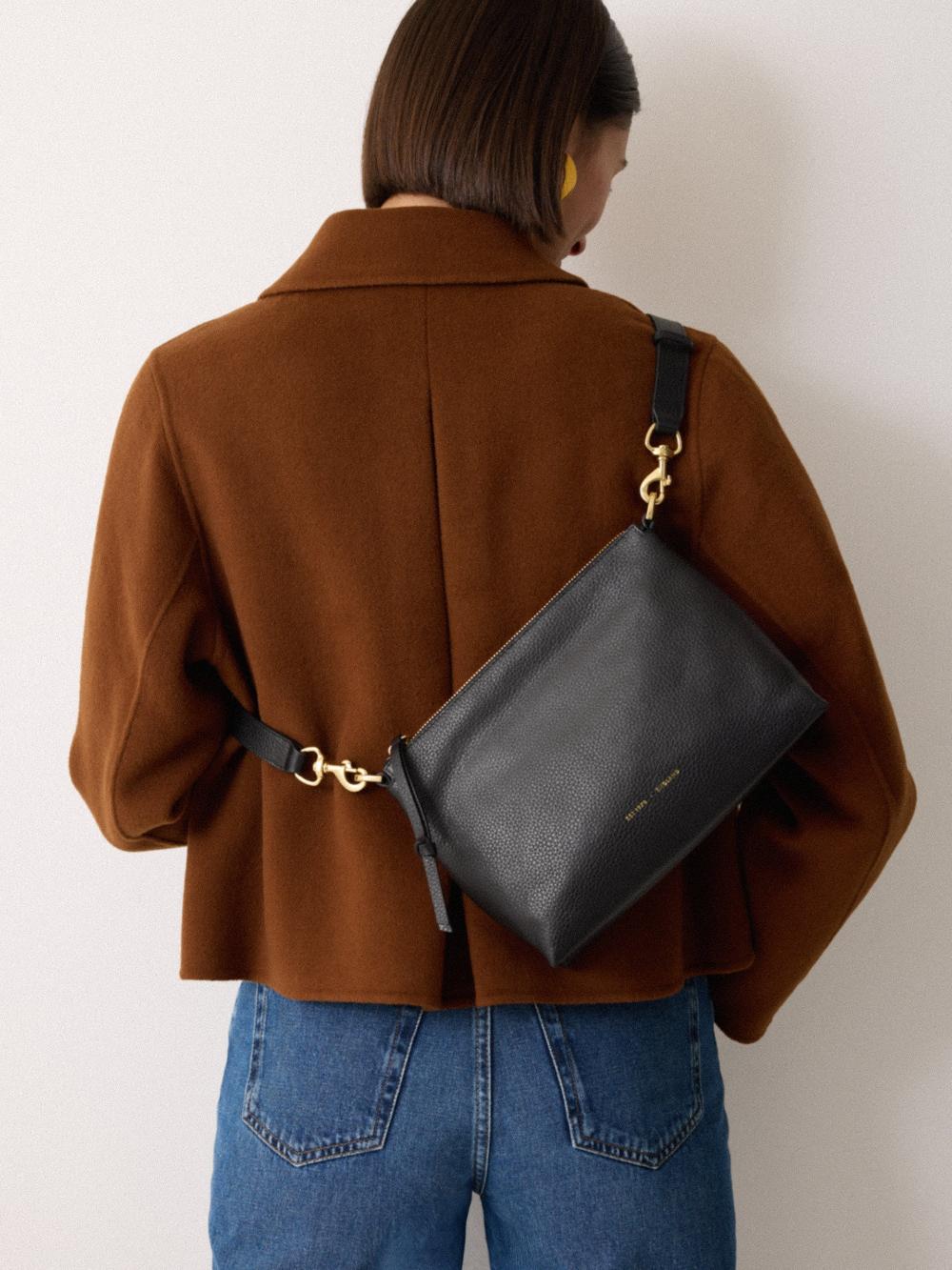 Jigsaw Ava Pebble Leather Crossbody Black